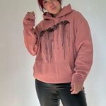 EXPRESS Unisex Mountain Drip Graphic Hoodie sweatshirt coral Pink size XL Photo 7