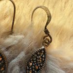 Vintage 925 Sterling Silver Marcasite Dangle Earrings‎ Gold Photo 2