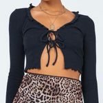 Princess Polly Black Long Sleeve Crop Top Photo 0