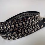 Nocona 2000s Grunge Black Silver Genuine Leather Chunky Festival Indie Hippie Rhinestone Studded Belt Large Buckle Size XL Photo 3