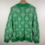 Old Navy  Mock‎ Neck Sweater Green Snowflake Size XXL Tall Holiday Christmas Cozy Photo 3