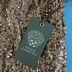 Vince Camuto NWT 3/4 Length Ballon Sleeve Gold Sequin Dress Photo 4