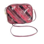 Oleg Cassini Vintage  Leather Bag Small Shoulder Burgundy Dark Red Patch Photo 0