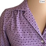 Levi's Vintage Levi Strauss Lavender Micro Leaf Print Blouse Long Sleeve Button Front Photo 4