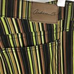 Arden B Green & Black Striped Velvet Soft Retro Flair Pants 8 Photo 2
