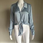 Wilfred Aritzia  Peaufiner Satin Tie Front Shirt Light Blue Photo 2