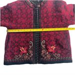 Icelandic Design Women's Wool Blend Sweater M Embroidered Burgundy Whimsigoth Red Size M Photo 7