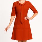 Shabby Apple Rust Orange Retro Fit & Flare Dress with Bow Neck – Size 0/2 Photo 0