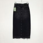 H&M NWT  Long Denim Frayed Hem Raw Edge Skirt in Washed Black | Size XS Photo 6