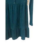 SO  Sweater Dress Women's Size XS Dark Green Scoop Neck Long Sleeve Waffle Knit Photo 4