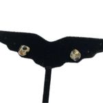 METAL DIPPED Stone Stud Earrings Grey Gold Photo 1