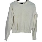 J.Crew  Wool Blend Cable Knit Relaxed Fit Long Sleeve Crew Neck Sweater XS Cream Photo 0