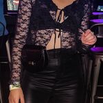 12th Tribe Constance Black Lace Tie Front Top Photo 0