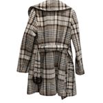 SOIA & KYO Wool Plaid Belted Coat Oversized Asymmetrical Collar Canadian Photo 1