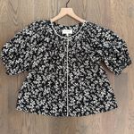 The Great The Elm Top Puff Sleeve Cottonwood Floral Black and Cream Size 1 / S Photo 3