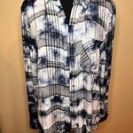 C&C California C & C California Blue Tie-Dye Button Down Plaid Blouse Beachy Top Size Medium Photo 0