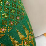 Origami Dress Formal Green Gold Mermaidcore Pointed‎ Neckline Sleeveless Women Size XXS Photo 8