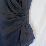 Marina Black Faux Wrap Front Lace Back Side Bow Cocktail Formal Dress Size 10 Photo 5