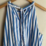 J.Crew  Tie-neck Cotton Mini Shift Dress Borges Stripe Ocean White Photo 7