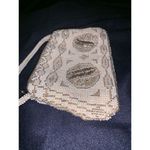 white gold beaded floral‎ bag 7"x4" Photo 5