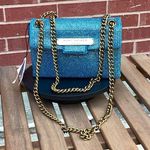 Kurt Geiger Brixton Mini Plate Turquoise Rhinestone Crossbody Bag NWT Photo 0