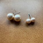 Champagne Pearl Stud Earrings Set Small Large Minimalist Jewelry Tan Photo 2