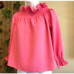 Tuckernuck Pink Off the Shoulder Marguerite Blouse Ruffle Collar Women's Sz XS Photo 0