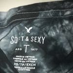 American Eagle GRAY & BLACK TIE-DYE SOFT & SEXY BOTTOM FRONT TIE TEE SIZE XS Photo 2