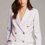 Ralph Lauren  Women’s Double Breasted Blazer Linen Blend Size 6 Lavender Purple Photo 0