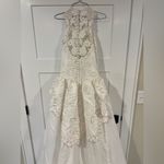 Embroidered Forever Yours White Satin Bridal Gown W/ Veil & Ring Pillow s10 Size 10 Photo 7