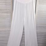 Kona Sol Pull On Beach/Coverup Pants Gauzy Crinkle Flared Hem White-Large Photo 0