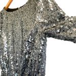 Madewell Broadway & Broome Sequin Metallic Short Sleeve Boat Neck Mini Dress Silver 0 Photo 4