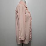 Zac & Rachel Peach Ruffle Button Down Shirt 3/4 Sleeve Size S Feminine Pastel Pink Photo 3
