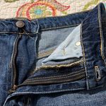 Madewell  size 27 denim skirt frayed edge pockets belt loops zip button close Photo 6