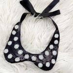 Disney x DISNEYLAND | Minnie Mouse Collar Peter Pan Sequin Polka Dot Black White Photo 1