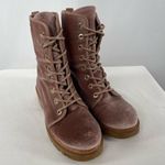 Stuart Weitzman  Metermaid Velvet Combat‎ Boots in Candy Pink Size 7.5 Photo 5