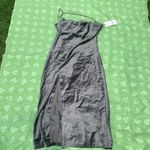 ZARA NWT  Gray Velour Velvet Dress with Slit up the Front Size M Photo 2