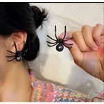 New Fashion Black Spider Pearl Earring Trendy Personality Dark Style Halloween E Photo 2