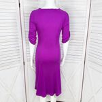 Lauren Ralph Lauren Ribbed Jersey Knit Henley Fit Flare Dress Purple XS Photo 3