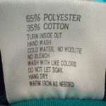 Vintage Fall Sweatshirt Two Tone Teal Navy 90s Embroidered Leaves Pullover large Blue Photo 2