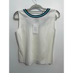 Toula Tank Top XS White Aqua Black Trim Old Money Tennis Golf Preppy NWT Photo 2