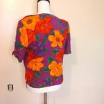 American Vintage Nouveau Floral Flowers Vintage Retro Bright Rayon Size Medium M Shirt Blouse Photo 10
