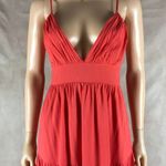 HYFVE  V-neck Plunging Tiered Coral Orange Maxi Dress MEDIUM Photo 5