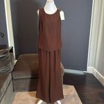 Women’s Brown Chiffon Lapel Jacket 3 Piece Formal Wedding Party Pant Suit Size 4 Photo 5