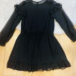 ZARA  Black Dotted Mesh Dress with Ruffles | XS Photo 0