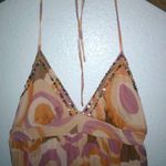 Pink Collection XS Boho Summer Bead Trimmed Halter Maxi Dress Purple Photo 1