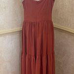 Ann Taylor Square Neck Midi Tiered Linen Blend Dress Sleeveless Summer Sz 12 Photo 4