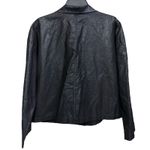 Eileen Fisher  Waxed Organic Cotton Linen Moto Jacket Size S Oversized Black Punk Photo 1