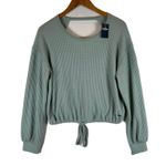 Hollister NWT  Womens XS Waffle Knit Tie Front Long Sleeve Top Cutout Back Photo 0