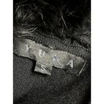 Yuka Vintage Faux Fur Trim Funnel Neck Knit Top Small Black Photo 5